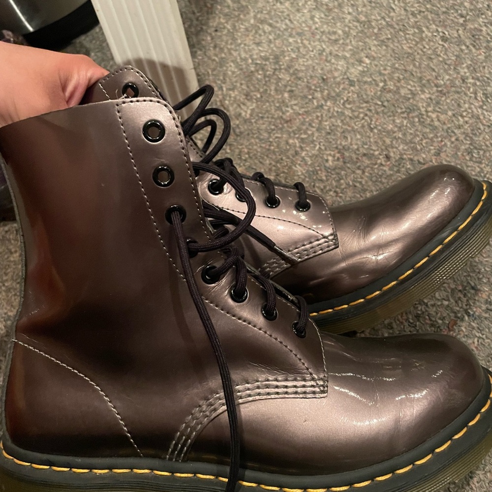 Dr. Martens Metallic Gray Boots for Men